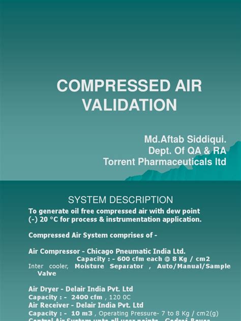 validation of compressed air